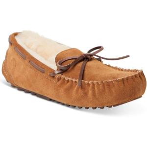 Dearfoams Women’s Fireside Water Resistant Shearling Victoria Moc with Tie Slipper(Chestnut)
