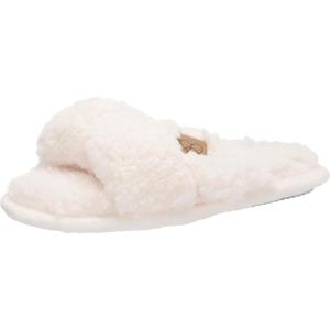 Dearfoams Women’s Jules Fluffy Teddy Twist Vamp Slide Slipper(Muslin)