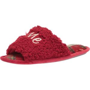 Dearfoams Women’s Lane Giftable Holiday Slide with Novelty Sayings Applique Slipper(“Kiss Me”)