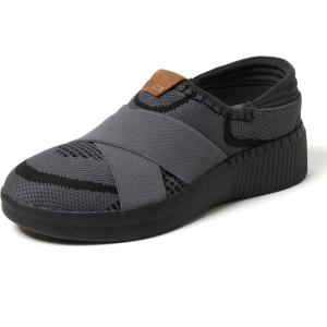 Dearfoams Womens Livie Machine Washable X Strap Knit Sneaker(Black)