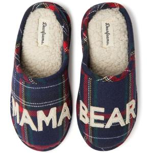 Dearfoams Women’s Mama Bear Matching Family Gifts for Mom Clog(Blue Tartan Plaid)