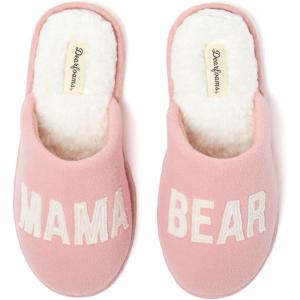 Dearfoams Women’s Mama Bear Matching Family Gifts for Mom Clog(Blush Pink Fleece)