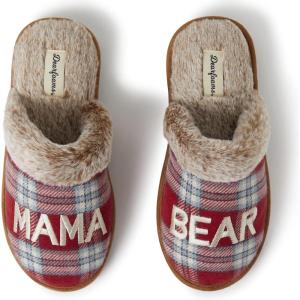 Dearfoams Women’s Mama Bear Matching Family Gifts for Mom Clog(Red/Blue Plaid)