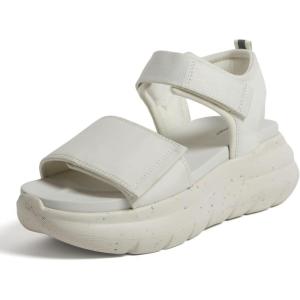 Dearfoams Women’s Platform Lightweight Adjustable Odell Wedge Sandal(Bone)