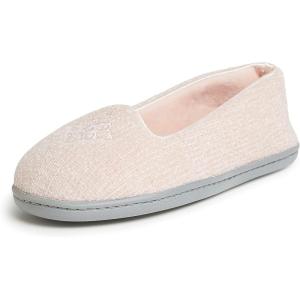 Dearfoams Women’s Rebecca Soft Memory Foam Lightweight House Shoes Cozy Loafer with Warm Lining and Wide Widths Slipper(Dusty Pink Chenille)