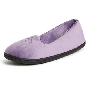 Dearfoams Women’s Rebecca Soft Memory Foam Lightweight House Shoes Cozy Loafer with Warm Lining and Wide Widths Slipper(Purple Velour)
