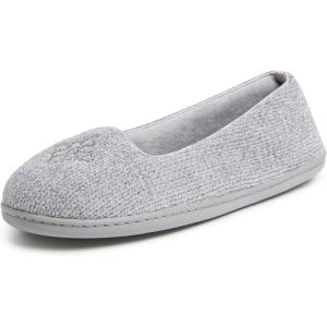 Dearfoams Women’s Rebecca Soft Memory Foam Lightweight House Shoes Cozy Loafer with Warm Lining and Wide Widths Slipper(Sleet Chenille)
