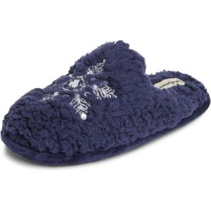 Dearfoams Women’s Shay Giftable Holiday Themed Novelty Scuff Slipper(Snowflake)