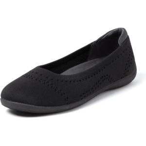 Dearfoams Womens Womens Fashion Casual Comfortable Slip on Misty Ballet Flats(Black Solid)