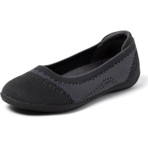 Dearfoams Womens Womens Fashion Casual Comfortable Slip on Misty Ballet Flats(Black/Grey)