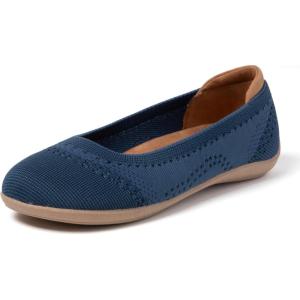 Dearfoams Womens Womens Fashion Casual Comfortable Slip on Misty Ballet Flats(Navy)
