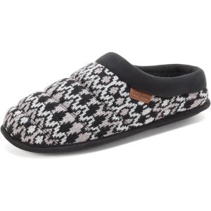 Dearfoams mens Breathable Memory Foam Asher Clog House Shoe(Black Fairisle)