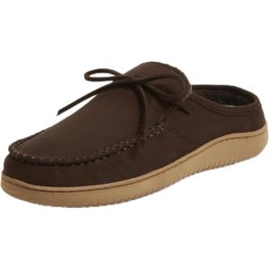 Dearfoams mens Fowler Moc Toe Clog With Tie Indoor Outdoor Supportive House Shoe(Coffee)
