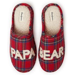 Dearfoams mens Gifts for Dad Funny Fathers Day Papa Bear Slipper(Tartan Plaid)