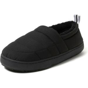 Dearfoams mens Indoor Outdoor Cullen Ripstop Cosaed Back Puffy Camping(Black)