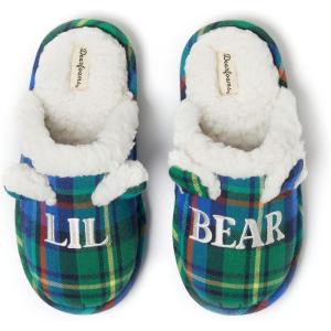 Dearfoams unisex-child Gifts for Kids Matching Christmas Holiday Lil Bear and Baby Bear(Green Plaid Lil Bear)