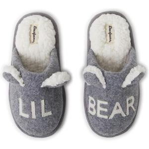 Dearfoams unisex-child Gifts for Kids Matching Christmas Holiday Lil Bear and Baby Bear(Light Grey Lil Bear)