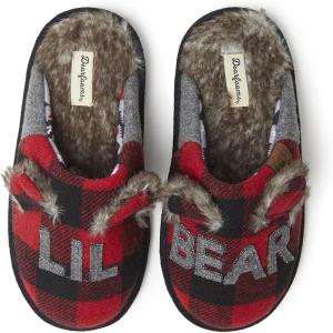 Dearfoams unisex-child Gifts for Kids Matching Christmas Holiday Lil Bear and Baby Bear(Lil Bear Furry Plaid)