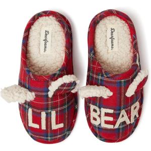 Dearfoams unisex-child Gifts for Kids Matching Christmas Holiday Lil Bear and Baby Bear(Lil Bear Tartan Plaid)