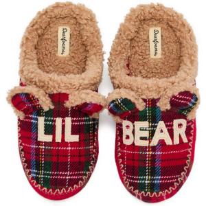 Dearfoams unisex-child Gifts for Kids Matching Christmas Holiday Lil Bear and Baby Bear(Red Tartan Plaid)