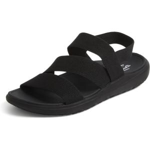 Dearfoams womens Dearfoams Emilia Women’s Sandal Slip on Comfortable Cushioned Gore Lightweight Sandal(Black)