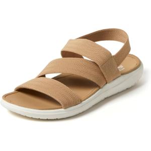 Dearfoams womens Dearfoams Emilia Women’s Sandal Slip on Comfortable Cushioned Gore Lightweight Sandal(Khaki)