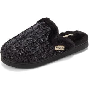 Dearfoams womens Dearfoams Women’s Memory Foam House Shoes Gifts for Her Paris Scuff Slipper(Black)
