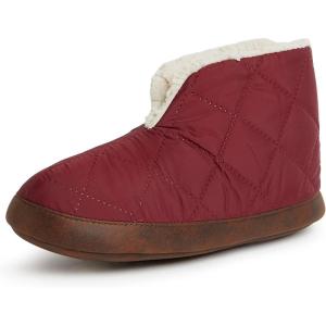 Dearfoams womens Heritage Warm Up Bootie(Cabernet Nylon)