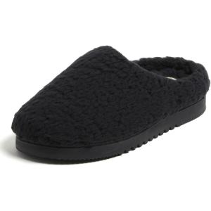 Dearfoams womens House Slippers Memory Foam Fuzzy Fiona Clog House Shoes(Black)