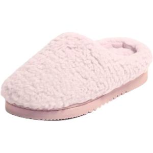 Dearfoams womens House Slippers Memory Foam Fuzzy Fiona Clog House Shoes(Pale Mauve)