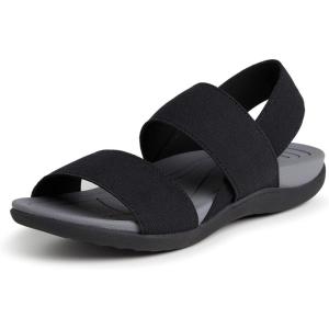 Dearfoams womens Original Comfort Sloane Backstrap Casual Open Toe Sandal(Black)