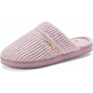 Dearfoams womens Serena Memory Foam Chenille Scuff House Shoe Slipper(Frosted Plum)