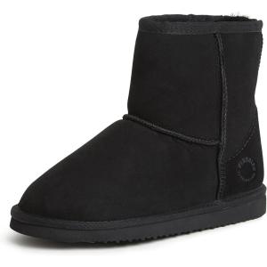 Fireside by Dearfoams Women’s Rosebery Shearling Lined Indoor/Outdoor Boot Mid Calf(Black)