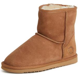 Fireside by Dearfoams Women’s Rosebery Shearling Lined Indoor/Outdoor Boot Mid Calf(Chestnut)