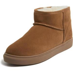 Fireside by Dearfoams mens Bathurst Men’s Slipper Genuine Shearling Micro Bootie Indoor Outdoor House Shoe(Chestnut)