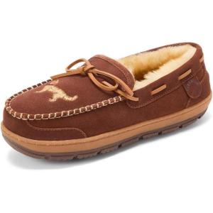 Fireside by Dearfoams mens Forster Genuine Shearling Moc With Stitching(Potting Soil)