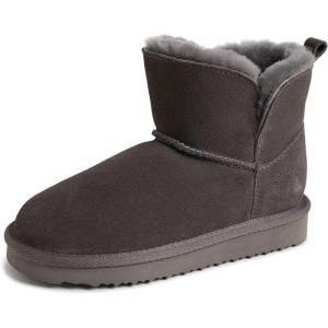 Fireside by Dearfoams unisex-child Bunbury Genuine Genuine Shearling Indoor/Outdoor Folddown Boot(Grey)