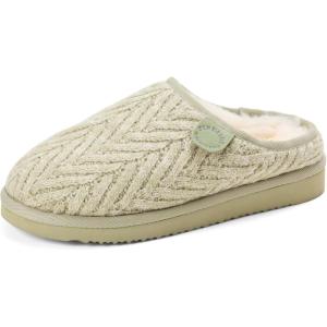 Fireside by Dearfoams womens Greta Knit and Shearling Clog(Seagrass)