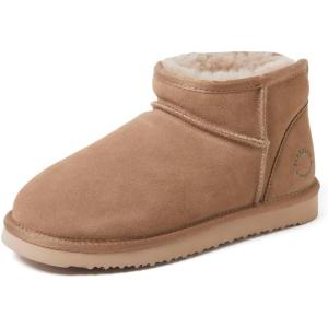 Fireside by Dearfoams womens Riverland Genuine Shearling Fur Lined Mini Ankle Boot With Platform Slipper(Driftwood)