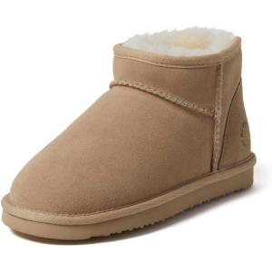 Fireside by Dearfoams womens Riverland Genuine Shearling Fur Lined Mini Ankle Boot With Platform Slipper(Sand)