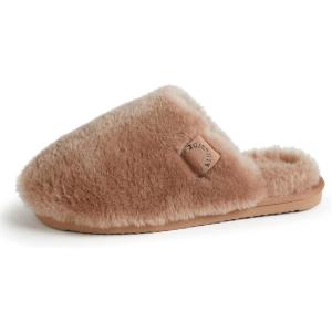 Fireside by Dearfoams womens Shelly Beach All Over Genuine Shearling Easy on/Off Scuff(Driftwood)