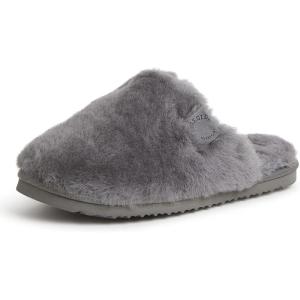 Fireside by Dearfoams womens Shelly Beach All Over Genuine Shearling Easy on/Off Scuff(Grey)