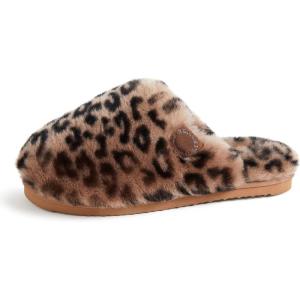 Fireside by Dearfoams womens Shelly Beach All Over Genuine Shearling Easy on/Off Scuff(Leopard)