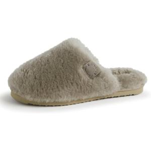 Fireside by Dearfoams womens Shelly Beach All Over Genuine Shearling Easy on/Off Scuff(Moss)