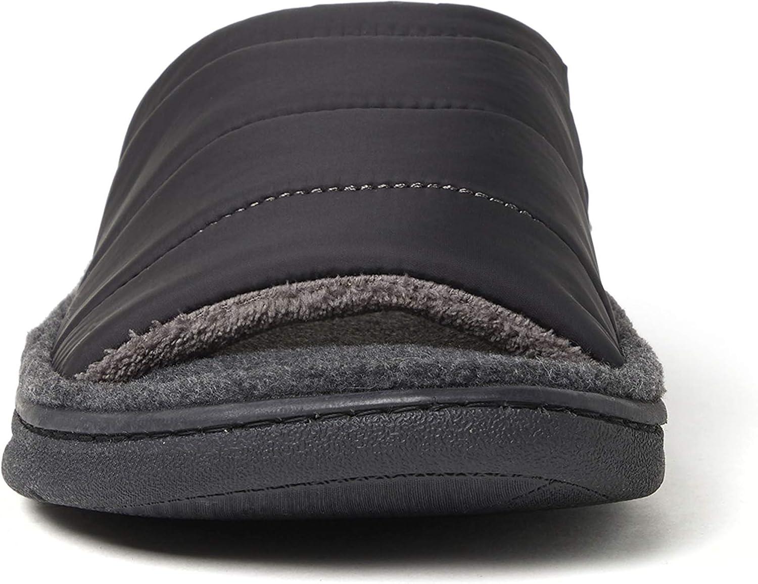 imageDearfoams Mens Max Quilted Nylon Slide SlipperBlack