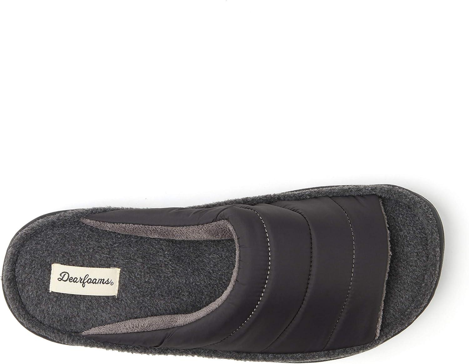 imageDearfoams Mens Max Quilted Nylon Slide SlipperBlack