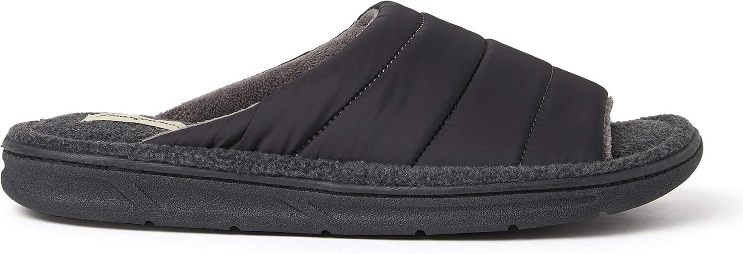 imageDearfoams Mens Max Quilted Nylon Slide SlipperBlack