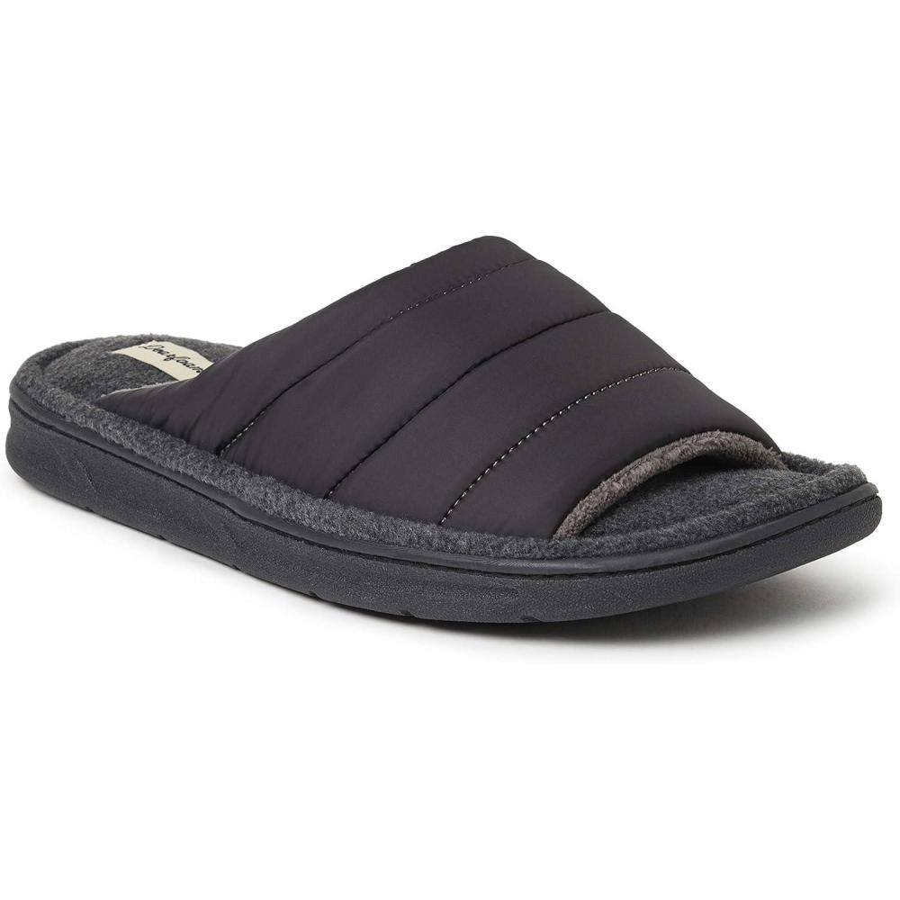imageDearfoams Mens Max Quilted Nylon Slide SlipperBlack