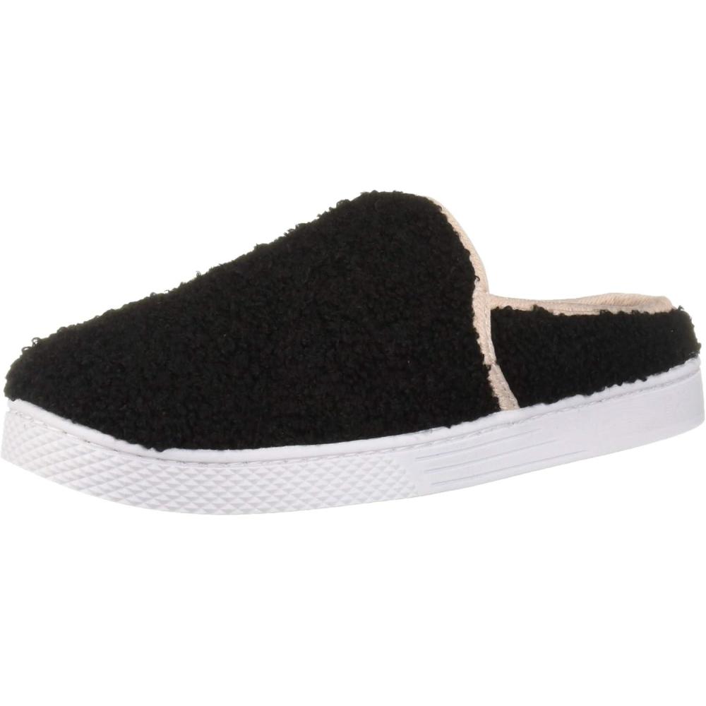 imageDearfoams Womens Micro Curly Pile Clog SlipperBlack