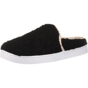 Dearfoams Women’s Micro Curly Pile Clog Slipper(Black)